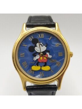 Disney Lorus Blue MOP Style Watch 34mm Gold Tone New Battery